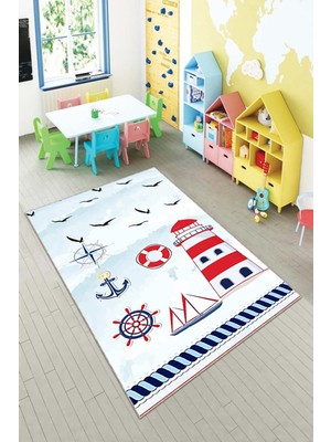 Pelangi Desenli Renkli Dijital Baskı Yıkanabilir Kaymaz Taban Modern Çocuk Halısı ve Yolluk.