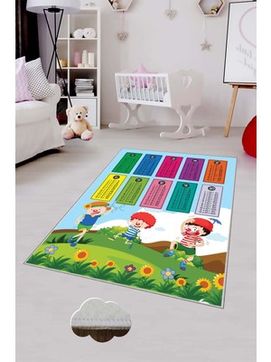 Pelangi Desenli Renkli Dijital Baskılı Yıkanabilir Kaymaz Taban Modern Mutfak Halısı (Süngersiz)