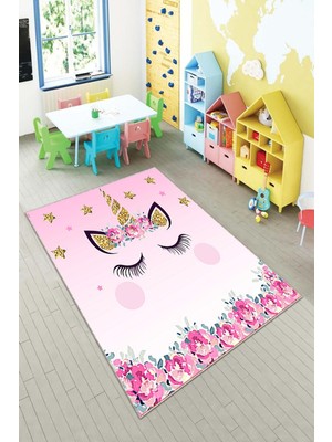 Pelangi Desenli Renkli Dijital Baskı Yıkanabilir Kaymaz Taban Modern Çocuk Halısı ve Yolluk.
