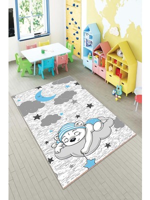 Pelangi Desenli Renkli Dijital Baskı Yıkanabilir Kaymaz Taban Modern Çocuk Halısı ve Yolluk.