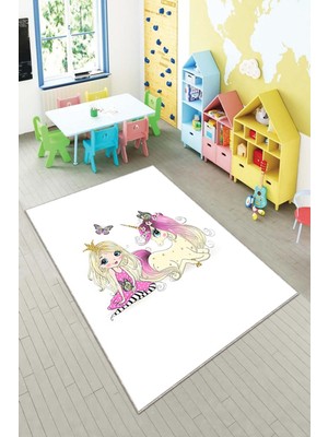 Pelangi Desenli Renkli Dijital Baskı Yıkanabilir Kaymaz Taban Modern Çocuk Halısı ve Yolluk.