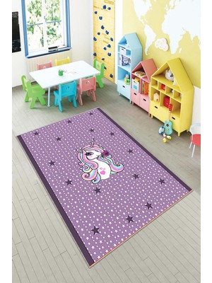 Pelangi Desenli Renkli Dijital Baskı Yıkanabilir Kaymaz Taban Modern Çocuk Halısı ve Yolluk.