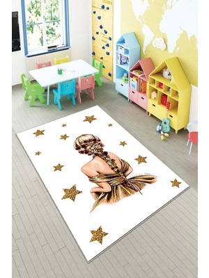 Pelangi Desenli Renkli Dijital Baskı Yıkanabilir Kaymaz Taban Modern Çocuk Halısı ve Yolluk.