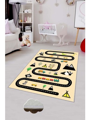 Pelangi Desenli Renkli Dijital Baskılı Yıkanabilir Kaymaz Taban Modern Mutfak Halısı (Süngersiz)