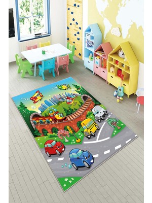 Pelangi Desenli Renkli Dijital Baskılı Yıkanabilir Kaymaz Taban Modern Mutfak Halısı (Süngersiz)