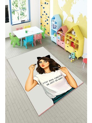 Pelangi Desenli Renkli Dijital Baskı Yıkanabilir Kaymaz Taban Modern Çocuk Halısı ve Yolluk.