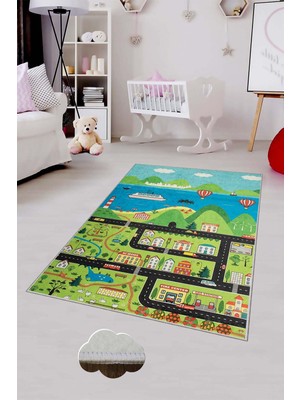 Pelangi Desenli Renkli Dijital Baskılı Yıkanabilir Kaymaz Taban Modern Mutfak Halısı (Süngersiz)