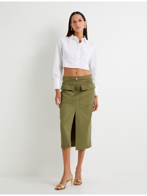 Koton Midi Kalem Etek Kargo Cepli Yırtmaçlı Kemerli