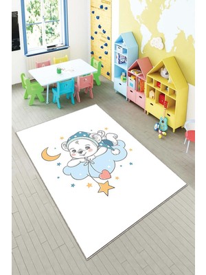 Pelangi Desenli Renkli Dijital Baskı Yıkanabilir Kaymaz Taban Modern Çocuk Halısı ve Yolluk.