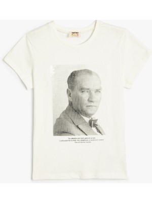 Koton Atatürk Baskılı Tişört Kısa Kollu Bisiklet Yaka Pamuklu