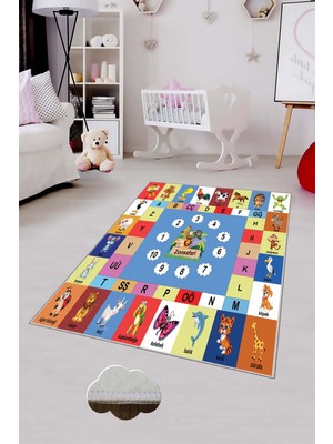 Pelangi Desenli Renkli Dijital Baskılı Yıkanabilir Kaymaz Taban Modern Mutfak Halısı (Süngersiz)