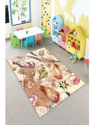 Pelangi Desenli Renkli Dijital Baskılı Yıkanabilir Kaymaz Taban Modern Mutfak Halısı (Süngersiz)