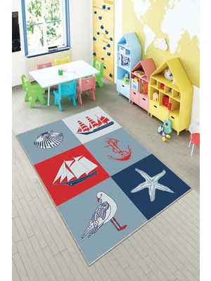 Pelangi Desenli Renkli Dijital Baskı Yıkanabilir Kaymaz Taban Modern Çocuk Halısı ve Yolluk.