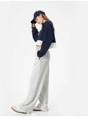 Koton Geniş Paça Eşofman Nervürlü Rahat Kalıp