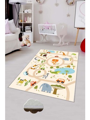 Pelangi Desenli Renkli Dijital Baskılı Yıkanabilir Kaymaz Taban Modern Mutfak Halısı (Süngersiz)