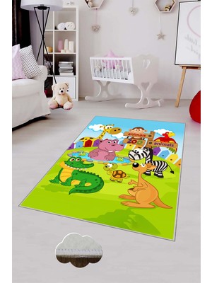 Pelangi Desenli Renkli Dijital Baskı Yıkanabilir Kaymaz Taban Modern Çocuk Halısı ve Yolluk.