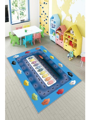 Pelangi Ekonomik Desenli Renkli Dijital Baskı Yıkanabilir Kaymaz Taban Modern Çocuk Halısı.(Süngersiz)