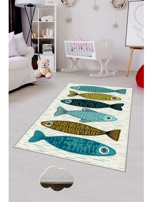 Pelangi Desenli Renkli Dijital Baskılı Yıkanabilir Kaymaz Taban Modern Mutfak Halısı (Süngersiz)