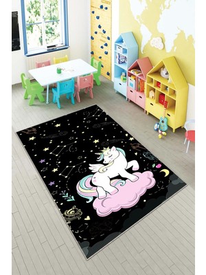 Pelangi Desenli Renkli Dijital Baskı Yıkanabilir Kaymaz Taban Modern Çocuk Halısı ve Yolluk.