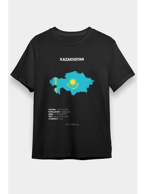 Darkhane Kazakistan Siyah Unisex Tişört T-Shirt