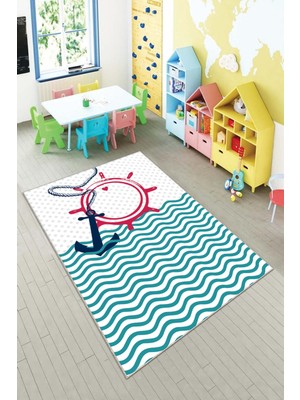Pelangi Ekonomik Desenli Renkli Dijital Baskı Yıkanabilir Kaymaz Taban Modern Çocuk Halısı.(Süngersiz)