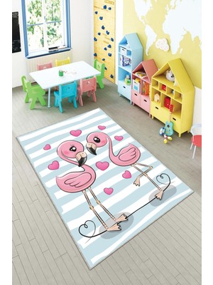 Pelangi Ekonomik Desenli Renkli Dijital Baskı Yıkanabilir Kaymaz Taban Modern Çocuk Halısı.(Süngersiz)