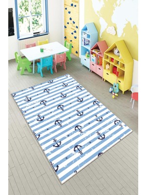 Pelangi Ekonomik Desenli Renkli Dijital Baskı Yıkanabilir Kaymaz Taban Modern Çocuk Halısı.(Süngersiz)