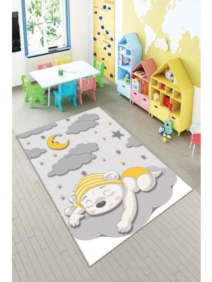 Pelangi Ekonomik Desenli Renkli Dijital Baskı Yıkanabilir Kaymaz Taban Modern Çocuk Halısı.(Süngersiz)