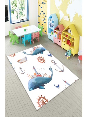 Pelangi Desenli Renkli Dijital Baskılı Yıkanabilir Kaymaz Taban Modern Mutfak Halısı (Süngersiz)