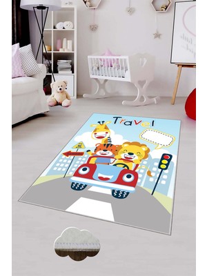 Pelangi Desenli Renkli Dijital Baskılı Yıkanabilir Kaymaz Taban Modern Mutfak Halısı (Süngersiz)