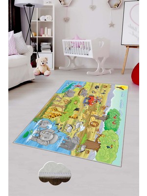 Pelangi Desenli Renkli Dijital Baskı Yıkanabilir Kaymaz Taban Modern Çocuk Halısı ve Yolluk.