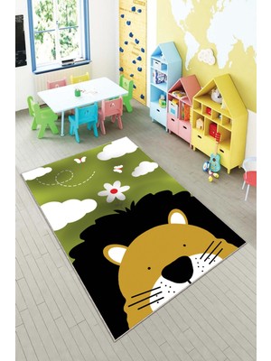 Pelangi Ekonomik Desenli Renkli Dijital Baskı Yıkanabilir Kaymaz Taban Modern Çocuk Halısı.(Süngersiz)