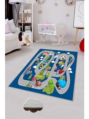 Pelangi Desenli Renkli Dijital Baskılı Yıkanabilir Kaymaz Taban Modern Mutfak Halısı (Süngersiz)