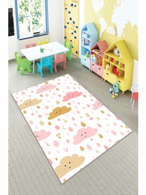 Pelangi Desenli Renkli Dijital Baskılı Yıkanabilir Kaymaz Taban Modern Mutfak Halısı (Süngersiz)