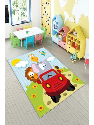 Pelangi Desenli Renkli Dijital Baskılı Yıkanabilir Kaymaz Taban Modern Mutfak Halısı (Süngersiz)