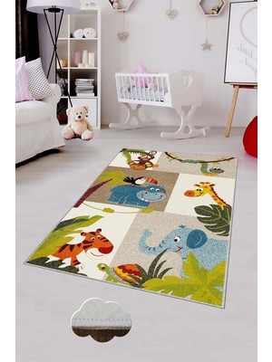 Pelangi Desenli Renkli Dijital Baskılı Yıkanabilir Kaymaz Taban Modern Mutfak Halısı (Süngersiz)