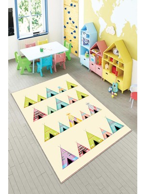 Pelangi Desenli Renkli Dijital Baskı Yıkanabilir Kaymaz Taban Modern Çocuk Halısı ve Yolluk.