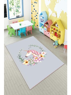 Pelangi Desenli Renkli Dijital Baskı Yıkanabilir Kaymaz Taban Modern Çocuk Halısı ve Yolluk.