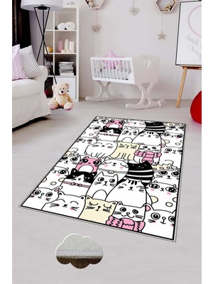 Pelangi Desenli Renkli Dijital Baskılı Yıkanabilir Kaymaz Taban Modern Mutfak Halısı (Süngersiz)