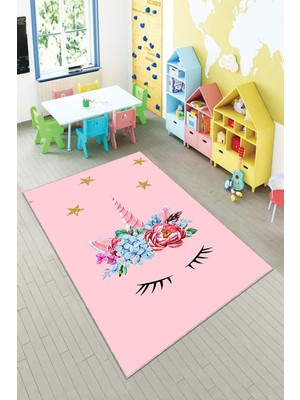 Pelangi Desenli Renkli Dijital Baskı Yıkanabilir Kaymaz Taban Modern Çocuk Halısı ve Yolluk.