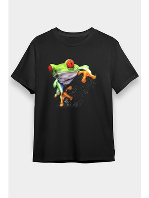 Darkhane Yeşil Kurbağa Siyah Unisex Tişört T-Shirt