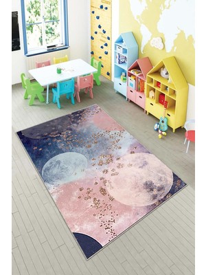 Pelangi Desenli Renkli Dijital Baskı Yıkanabilir Kaymaz Taban Modern Çocuk Halısı ve Yolluk.