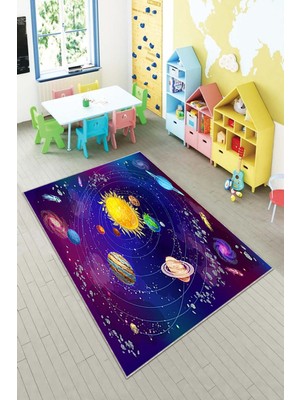 Pelangi Desenli Renkli Dijital Baskı Yıkanabilir Kaymaz Taban Modern Çocuk Halısı ve Yolluk.