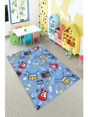 Pelangi Ekonomik Desenli Renkli Dijital Baskı Yıkanabilir Kaymaz Taban Modern Çocuk Halısı.(Süngersiz)