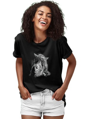 Darkhane Elmas Gergedan Siyah Unisex Tişört T-Shirt