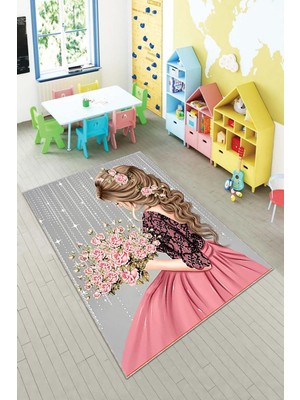 Pelangi Desenli Renkli Dijital Baskı Yıkanabilir Kaymaz Taban Modern Çocuk Halısı ve Yolluk.