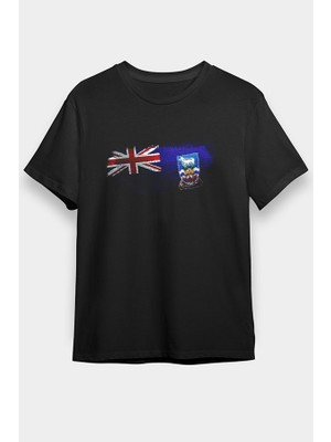 Darkhane Falkland Islands Siyah Unisex Tişört T-Shirt