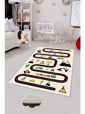 Pelangi Desenli Renkli Dijital Baskılı Yıkanabilir Kaymaz Taban Modern Mutfak Halısı (Süngersiz)