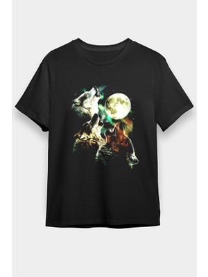 Darkhane Kurtlar Siyah Unisex Tişört T-Shirt