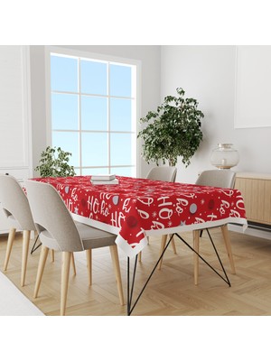 Moud's Ho Ho Ho Yılbaşı Desenli Süet Dertsiz Masa Örtüsü